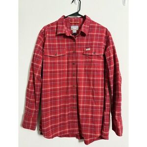 Ariat Rebar Shirt Womens XL Red Plaid Flannel Workwear Button Glasses Pocket